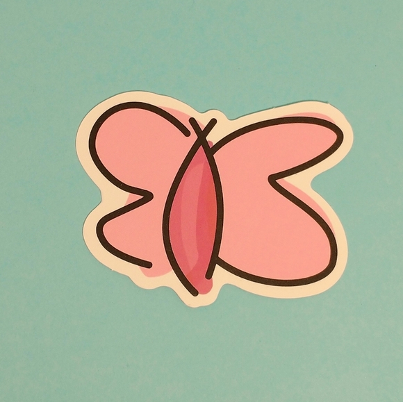 Other - 10/$10 Rosy Pink Butterfly Doodle Matte VSCO Die Cut Sticker